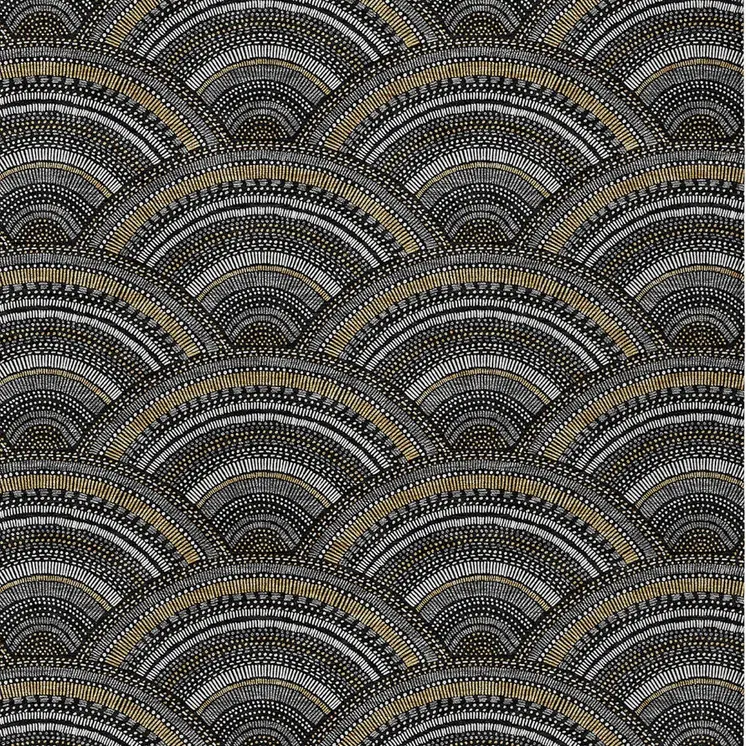8' X 10' Black Ivory And Gold Geometric Washable Indoor Outdoor Area Rug