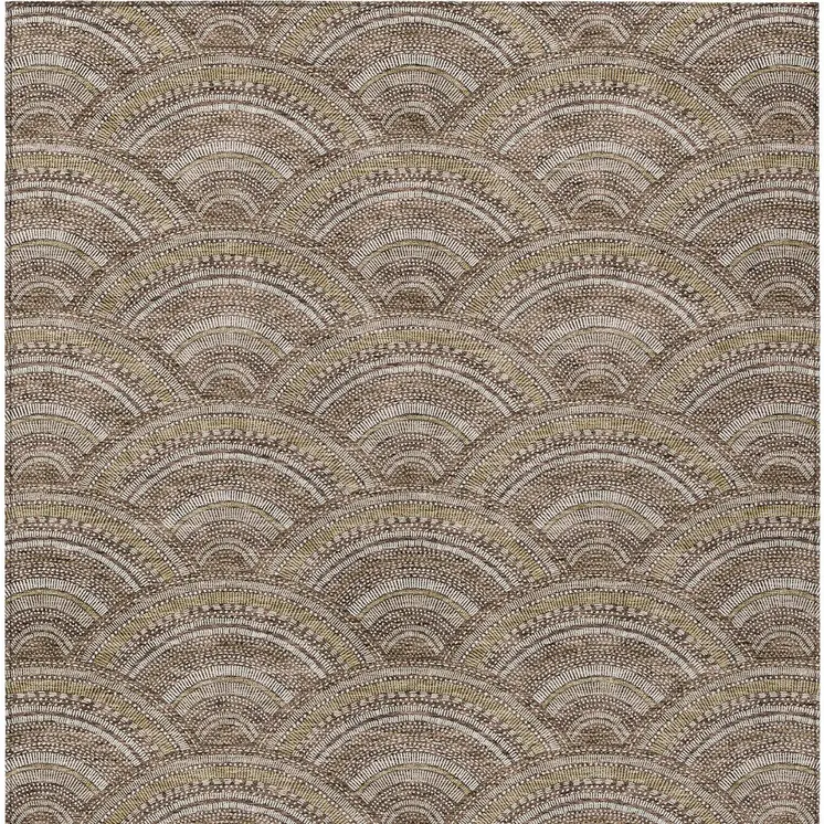 10' X 14' Brown Beige And Taupe Geometric Washable Indoor Outdoor Area Rug