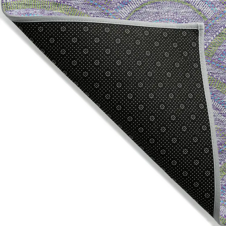 3' X 5' Lavender Sage And Ivory Geometric Washable Indoor Outdoor Area Rug