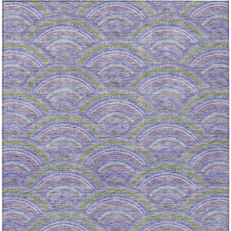 5' X 8' Lavender Sage And Ivory Geometric Washable Indoor Outdoor Area Rug