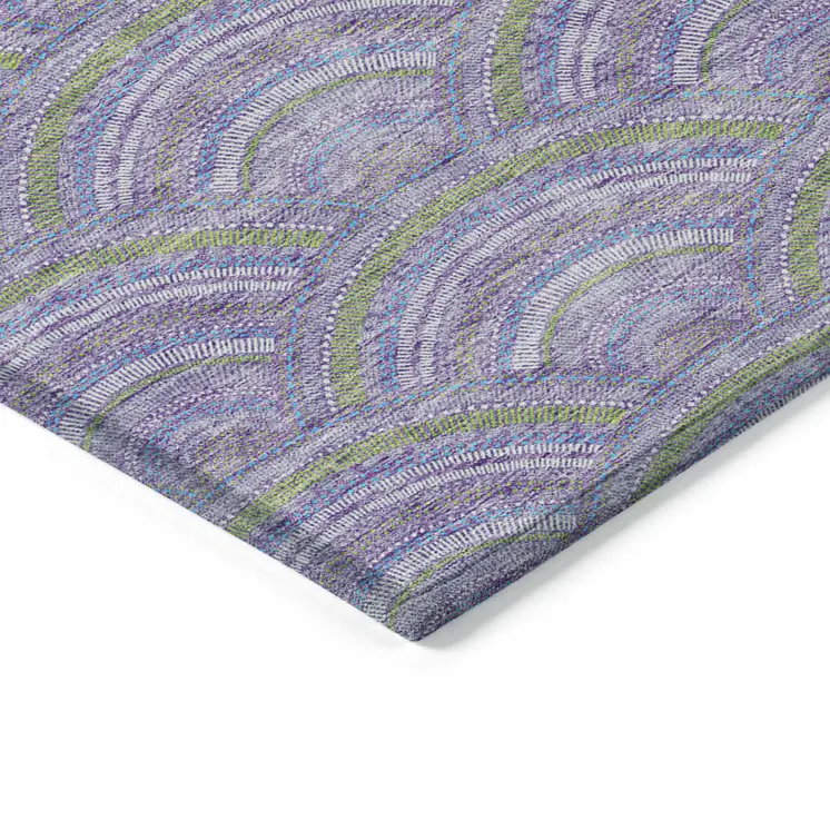 5' X 8' Lavender Sage And Ivory Geometric Washable Indoor Outdoor Area Rug