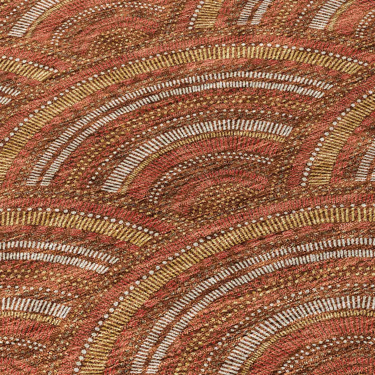 9' X 12' Orange Gold And Ivory Geometric Washable Indoor Outdoor Area Rug