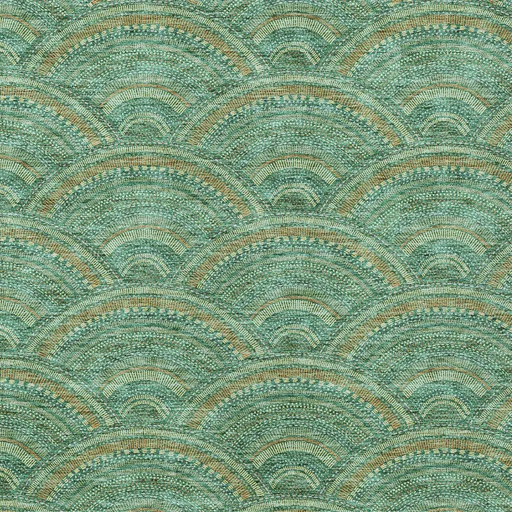 8' X 10' Sage Fern Green And Peach Geometric Washable Indoor Outdoor Area Rug