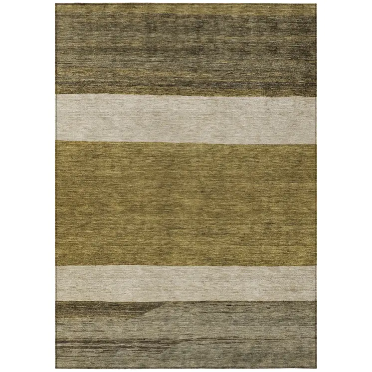 5' X 8' Coffee Ivory And Gray Abstract Washable Indoor Outdoor Area Rug