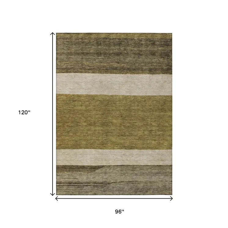8' X 10' Coffee Ivory And Gray Abstract Washable Indoor Outdoor Area Rug