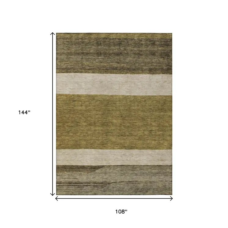 9' X 12' Coffee Ivory And Gray Abstract Washable Indoor Outdoor Area Rug