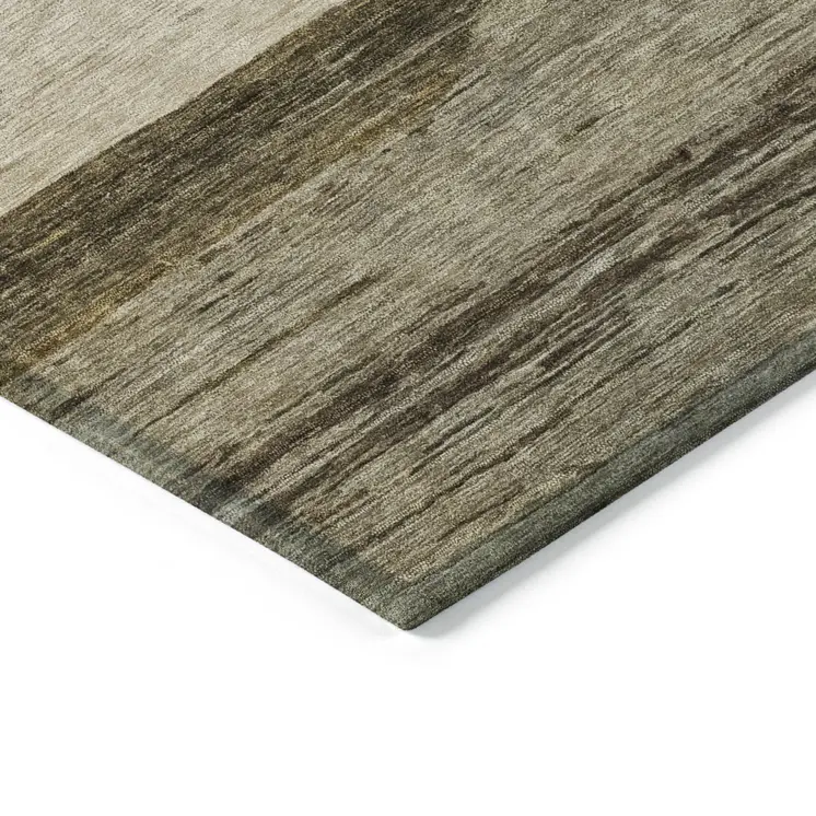9' X 12' Coffee Ivory And Gray Abstract Washable Indoor Outdoor Area Rug