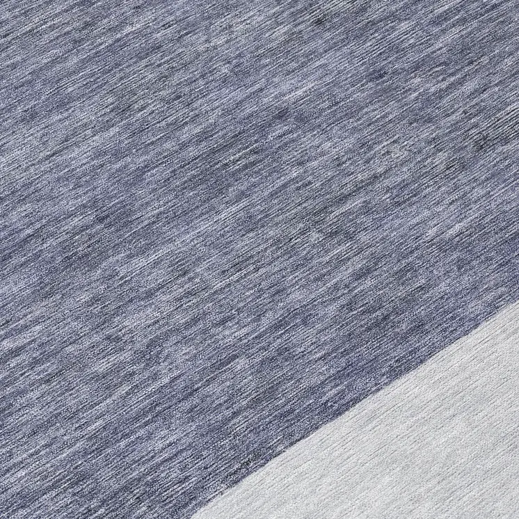 8' Denim Blue Ivory And Gray Round Abstract Washable Indoor Outdoor Area Rug