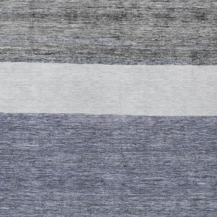 10' X 14' Denim Blue Ivory And Gray Abstract Washable Indoor Outdoor Area Rug