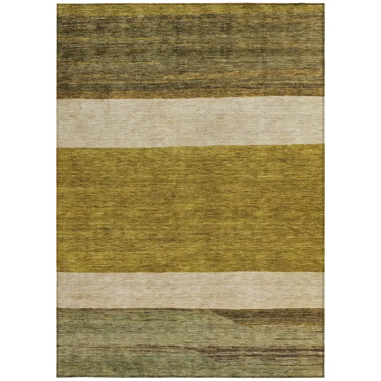 5' X 8' Gold Beige And Gray Abstract Washable Indoor Outdoor Area Rug