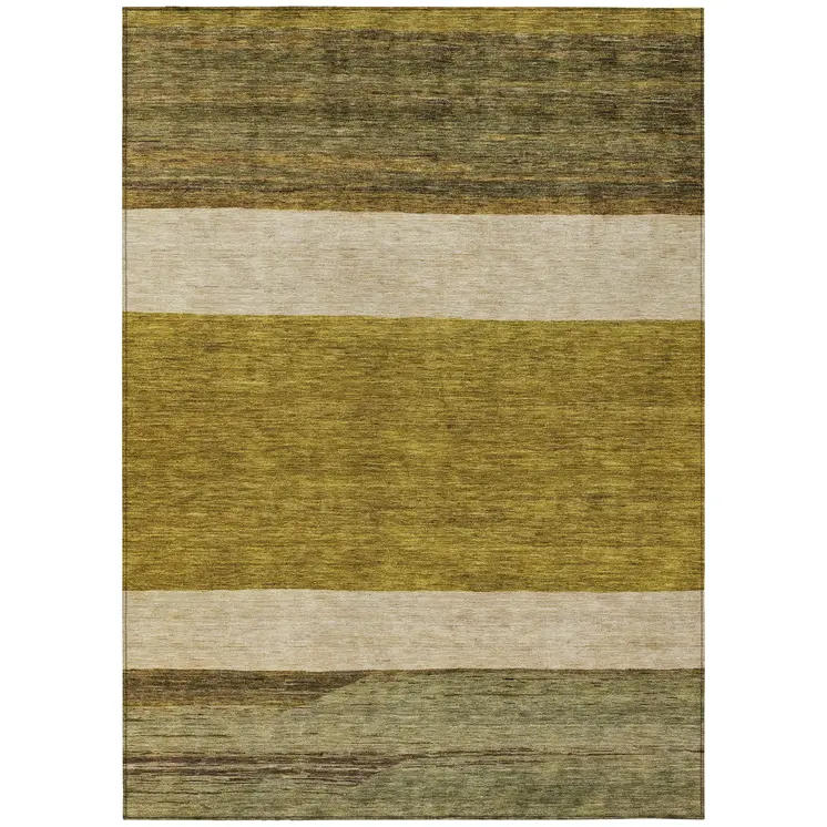 10' X 14' Gold Beige And Gray Abstract Washable Indoor Outdoor Area Rug
