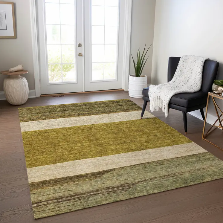 10' X 14' Gold Beige And Gray Abstract Washable Indoor Outdoor Area Rug