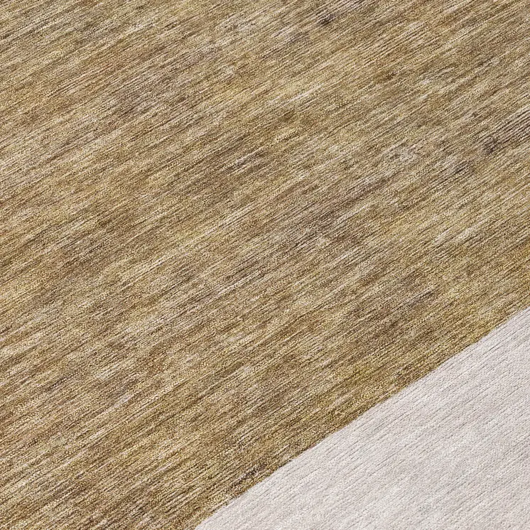 8' Brown Ivory And Blue Round Abstract Washable Indoor Outdoor Area Rug