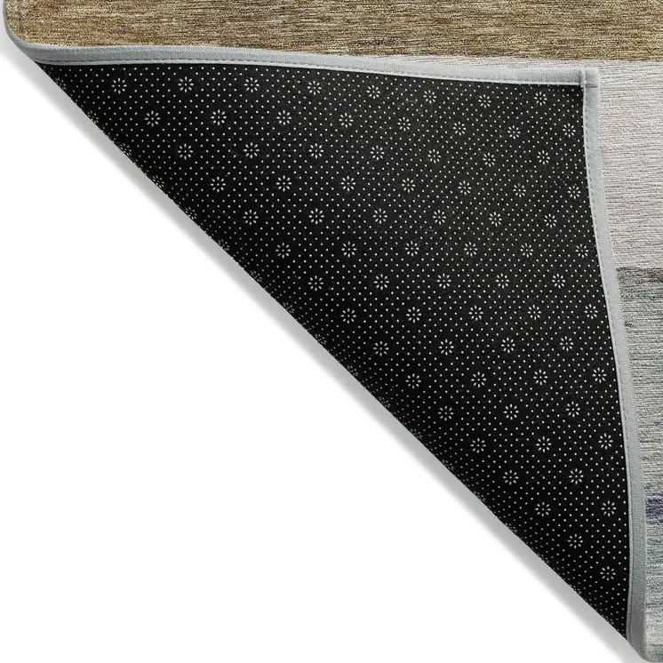 10' X 14' Brown Ivory And Blue Abstract Washable Indoor Outdoor Area Rug