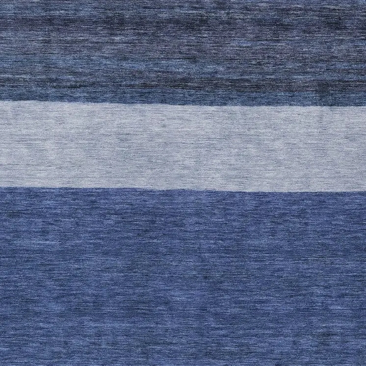 3' X 5' Navy Blue Sky Blue And Charcoal Abstract Washable Indoor Outdoor Area Rug