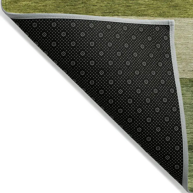 9' X 12' Olive Green Fern Green And Ivory Abstract Washable Indoor Outdoor Area Rug