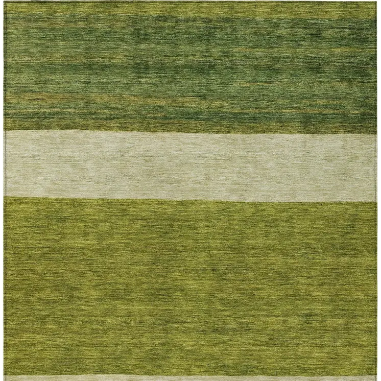 9' X 12' Olive Green Fern Green And Ivory Abstract Washable Indoor Outdoor Area Rug