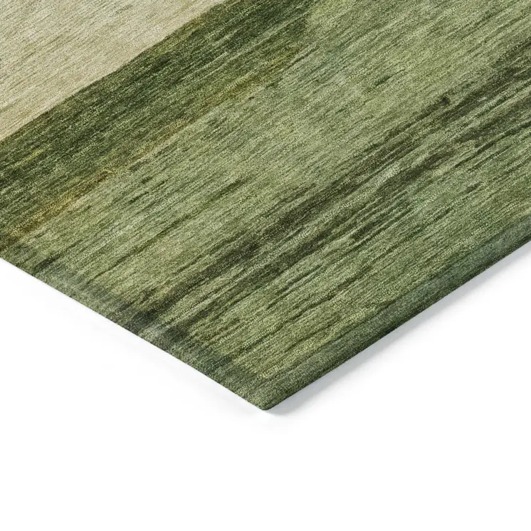 10' X 14' Olive Green Fern Green And Ivory Abstract Washable Indoor Outdoor Area Rug