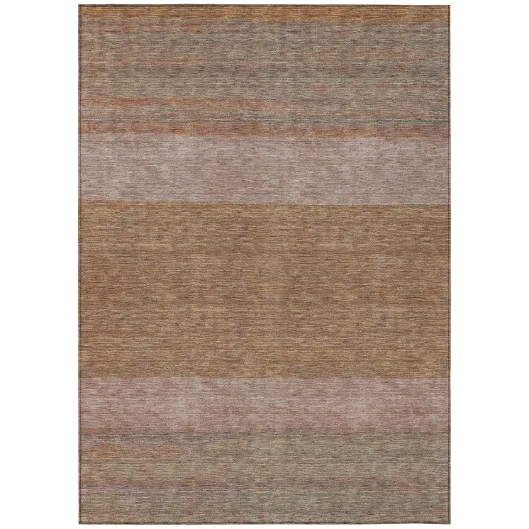 3' X 5' Salmon Rust And Taupe Abstract Washable Indoor Outdoor Area Rug