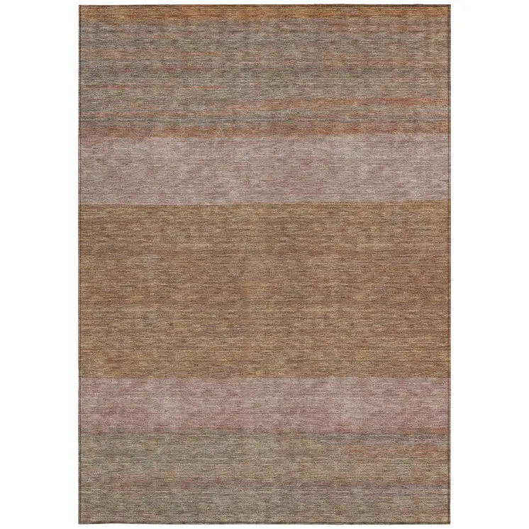 8' X 10' Salmon Rust And Taupe Abstract Washable Indoor Outdoor Area Rug