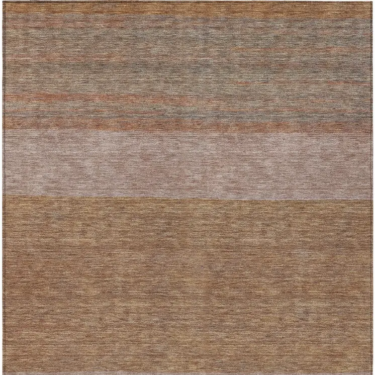 10' X 14' Salmon Rust And Taupe Abstract Washable Indoor Outdoor Area Rug