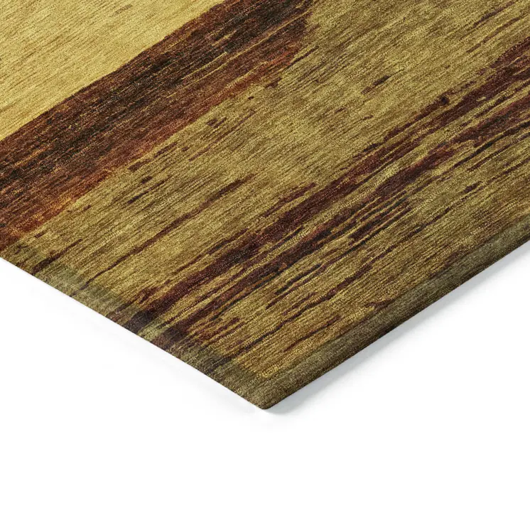 5' X 8' Terra Cotta Gold And Brown Abstract Washable Indoor Outdoor Area Rug