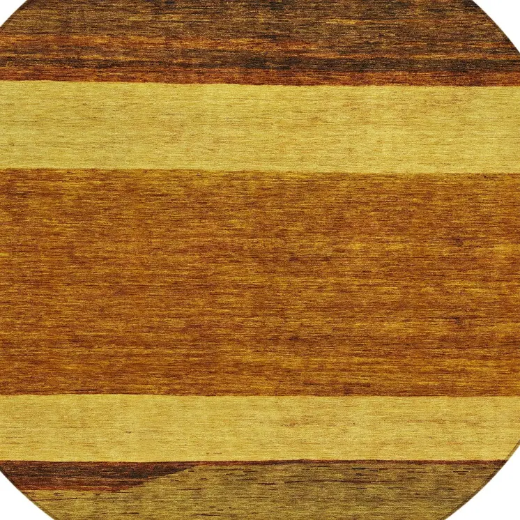 8' Terra Cotta Gold And Brown Round Abstract Washable Indoor Outdoor Area Rug