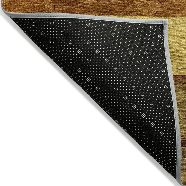 9' X 12' Terra Cotta Gold And Brown Abstract Washable Indoor Outdoor Area Rug