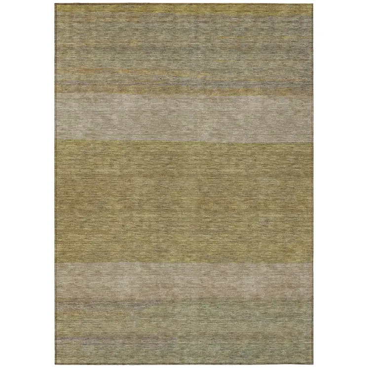 8' X 10' Wheat Gold And Gray Abstract Washable Indoor Outdoor Area Rug