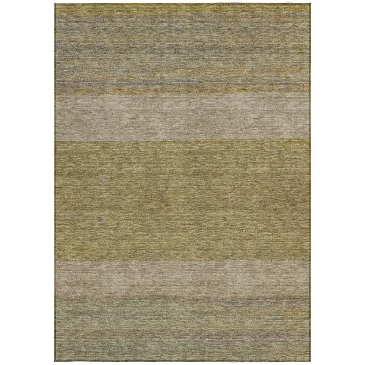 8' X 10' Wheat Gold And Gray Abstract Washable Indoor Outdoor Area Rug
