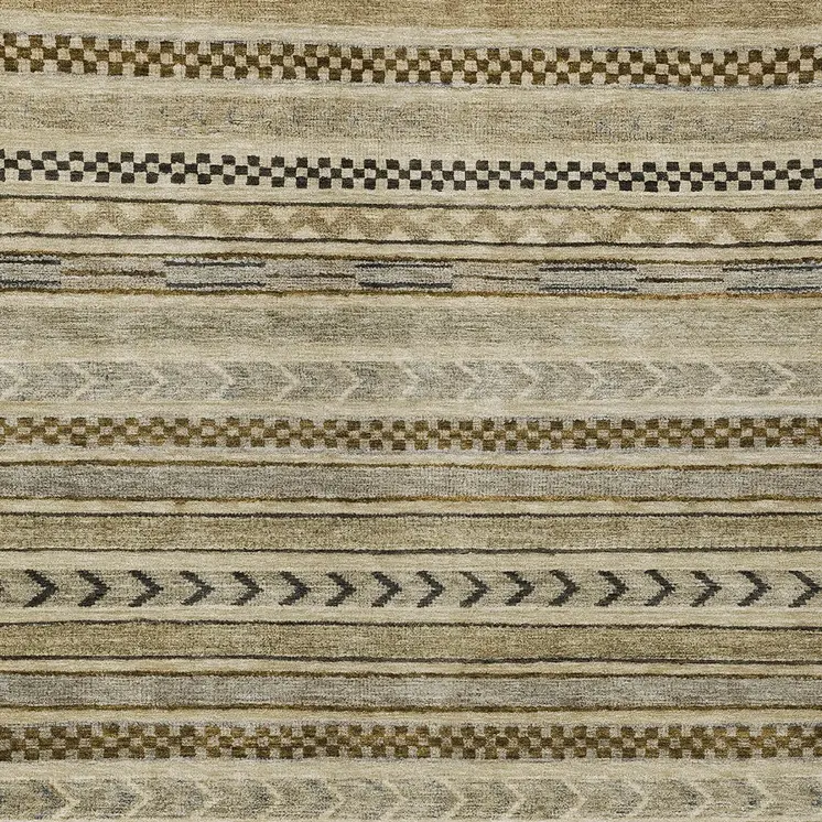 3' X 5' Chocolate And Taupe Striped Washable Indoor Outdoor Area Rug