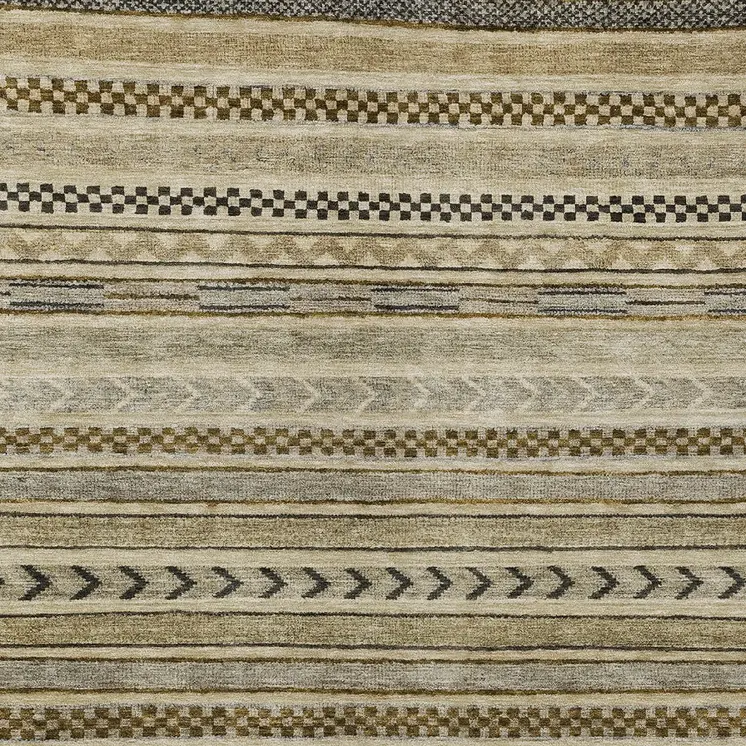 5' X 8' Chocolate And Taupe Striped Washable Indoor Outdoor Area Rug