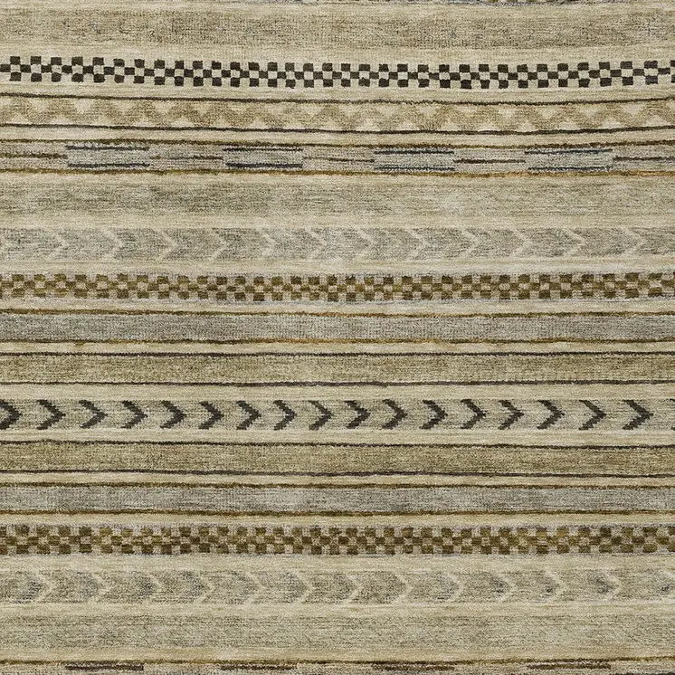 9' X 12' Chocolate And Taupe Striped Washable Indoor Outdoor Area Rug