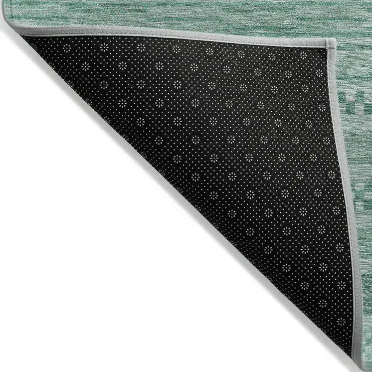5' X 8' Turquoise And Aqua Striped Washable Indoor Outdoor Area Rug
