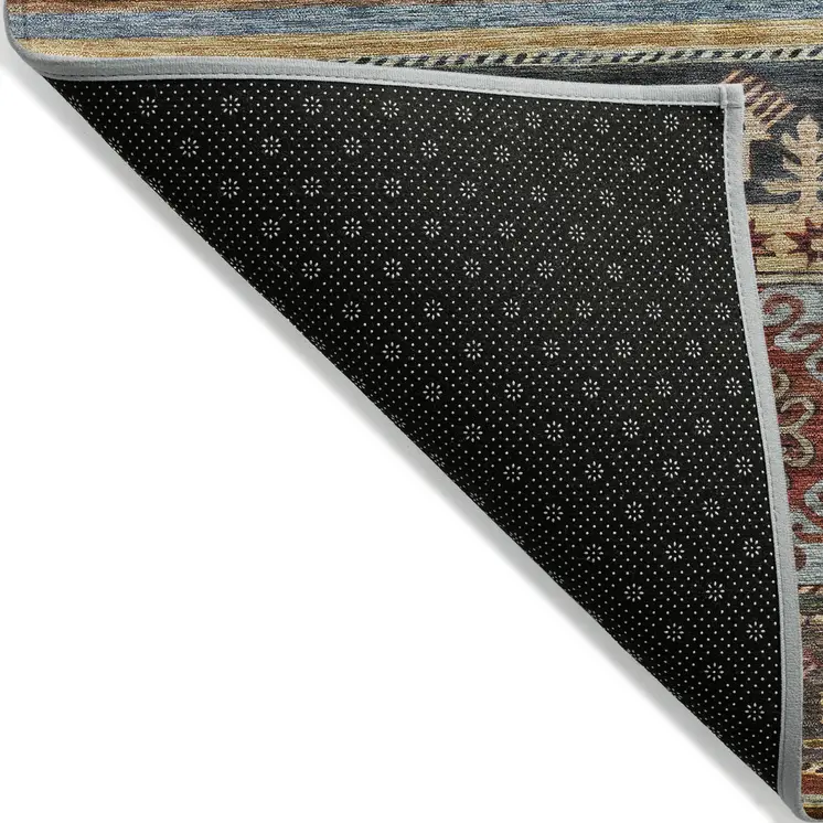 3' X 5' Rust Gray And Gold Tribal Washable Indoor Outdoor Area Rug