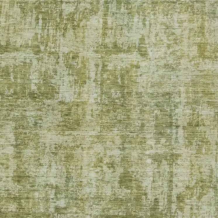 9' X 12' Artichoke Green And Beige Abstract Washable Indoor Outdoor Area Rug