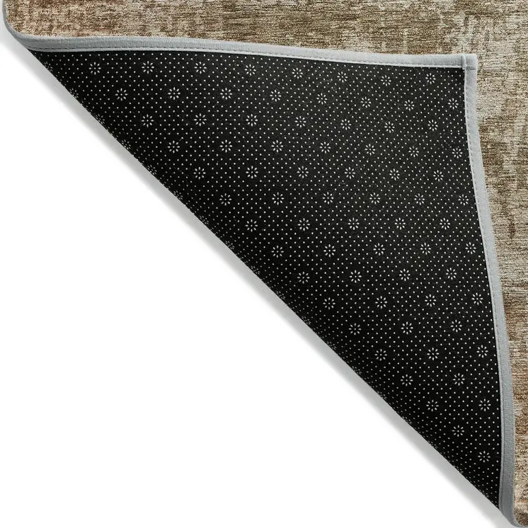 3' X 5' Beige And Copper Abstract Washable Indoor Outdoor Area Rug