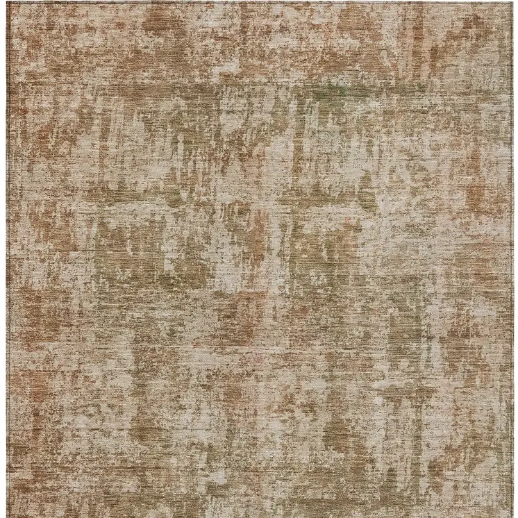 5' X 8' Beige And Copper Abstract Washable Indoor Outdoor Area Rug