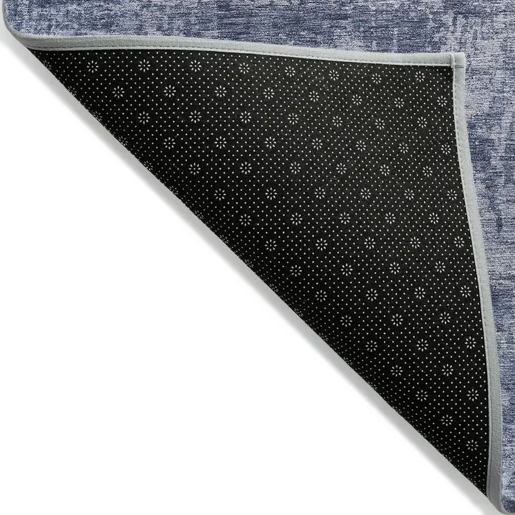 10' X 14' Blue And Ivory Abstract Washable Indoor Outdoor Area Rug