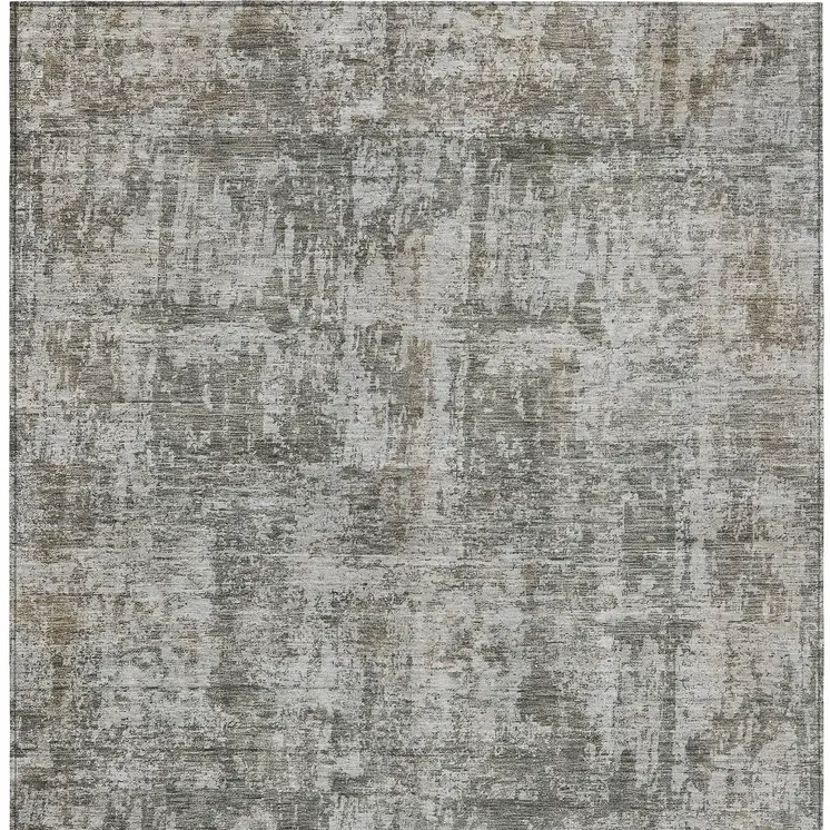 8' X 10' Pewter And Ivory Abstract Washable Indoor Outdoor Area Rug