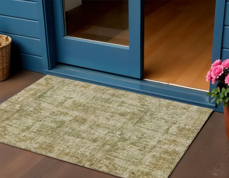 3' X 5' Taupe And Beige Abstract Washable Indoor Outdoor Area Rug