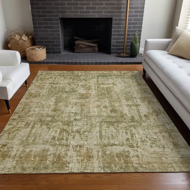 3' X 5' Taupe And Beige Abstract Washable Indoor Outdoor Area Rug