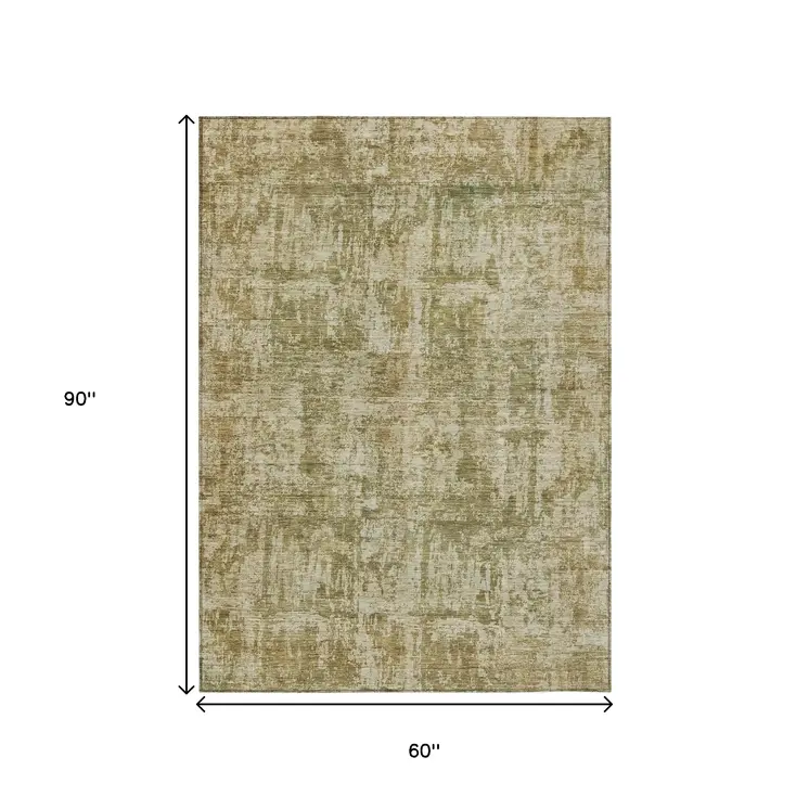 5' X 8' Taupe And Beige Abstract Washable Indoor Outdoor Area Rug
