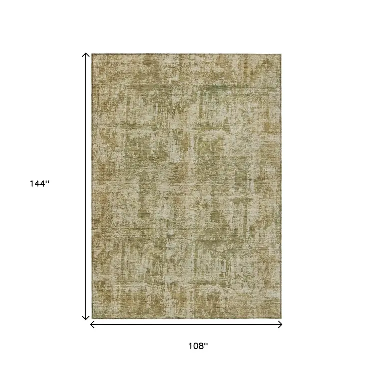 9' X 12' Taupe And Beige Abstract Washable Indoor Outdoor Area Rug
