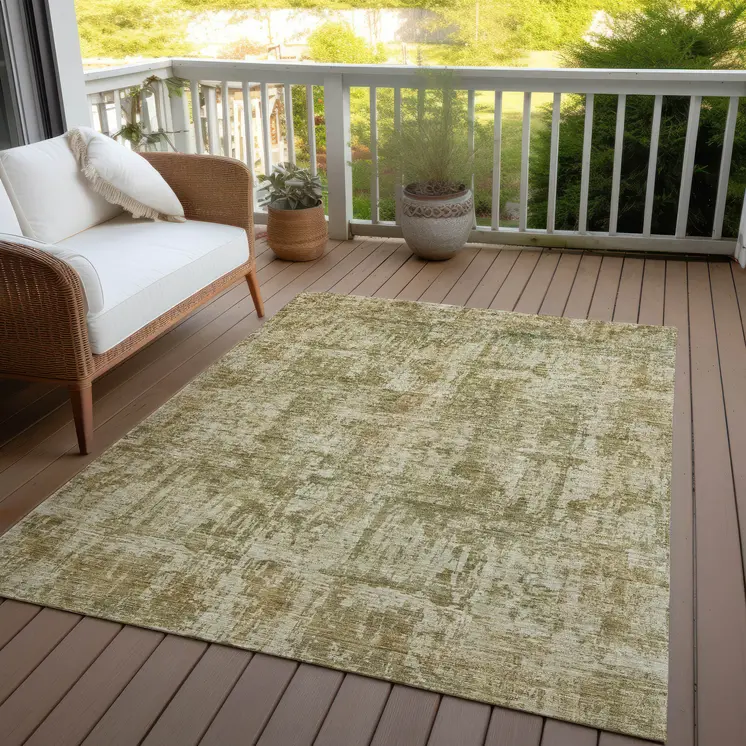 9' X 12' Taupe And Beige Abstract Washable Indoor Outdoor Area Rug
