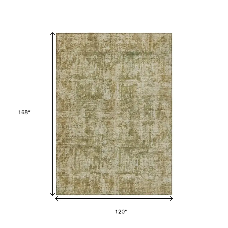 10' X 14' Taupe And Beige Abstract Washable Indoor Outdoor Area Rug