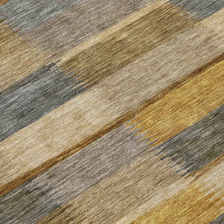 8' Brown Taupe And Gold Round Striped Washable Indoor Outdoor Area Rug