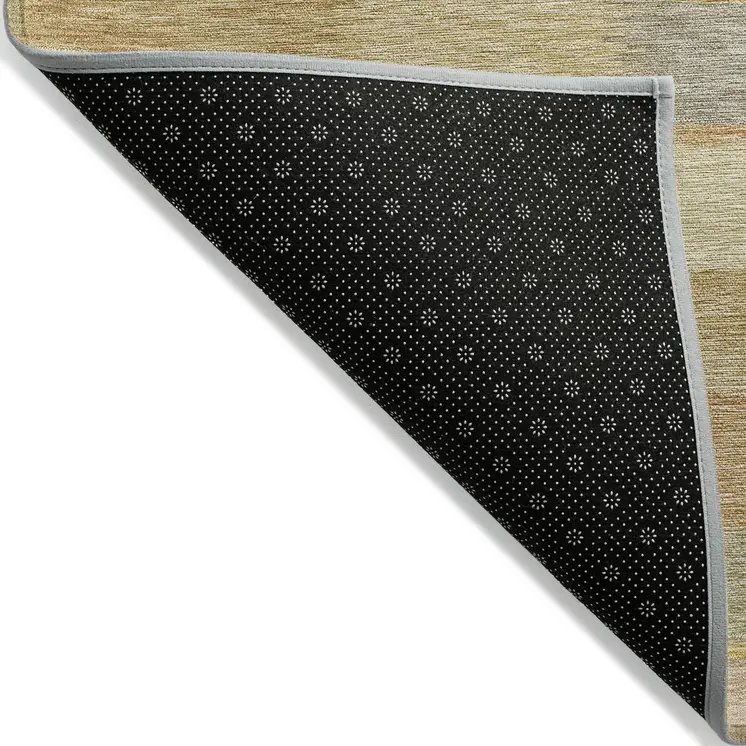 3' X 5' Wheat Beige And Gold Striped Washable Indoor Outdoor Area Rug