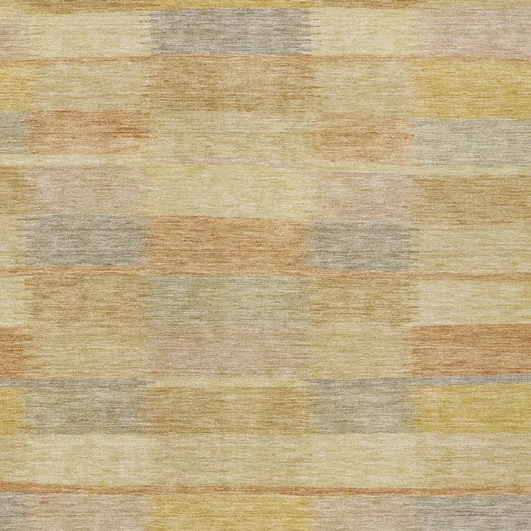 3' X 5' Wheat Beige And Gold Striped Washable Indoor Outdoor Area Rug