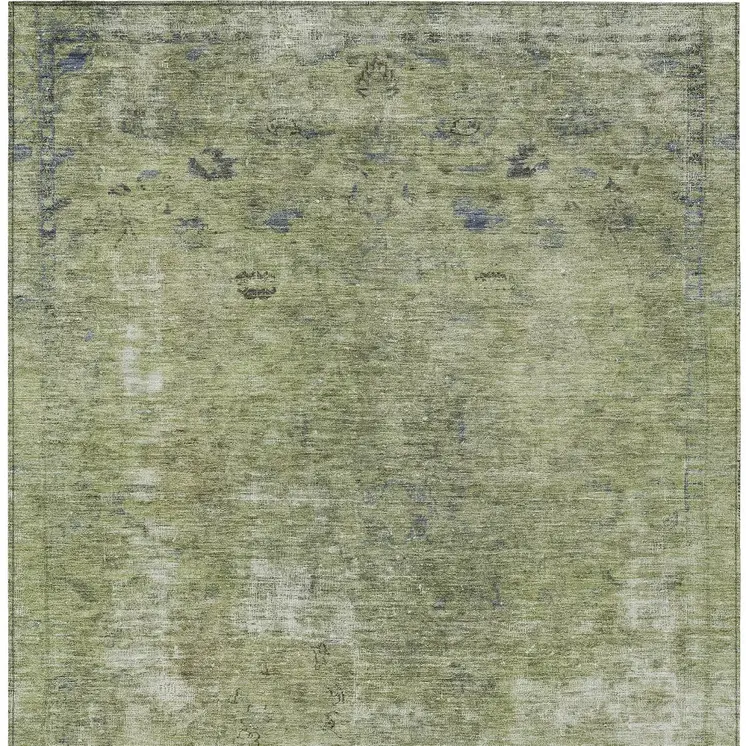 5' X 8' Artichoke Green And Beige Abstract Washable Indoor Outdoor Area Rug